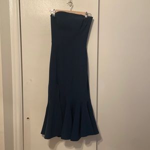 NWT Dress the Population strapless, midi dark green dress sz XS